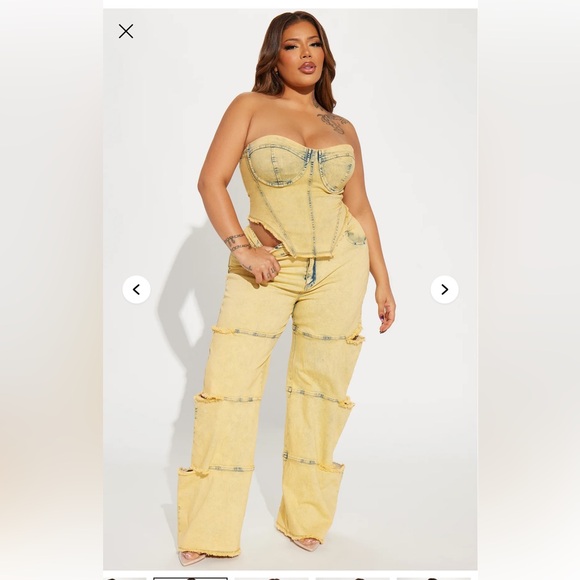 Fashion Nova Pants - Fashion Nova Yellow Wide Leg Jumpsuit